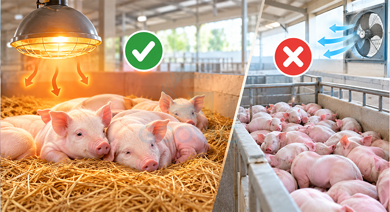 Giữ ấm cho heo nhưng không để chuồng quá bí
